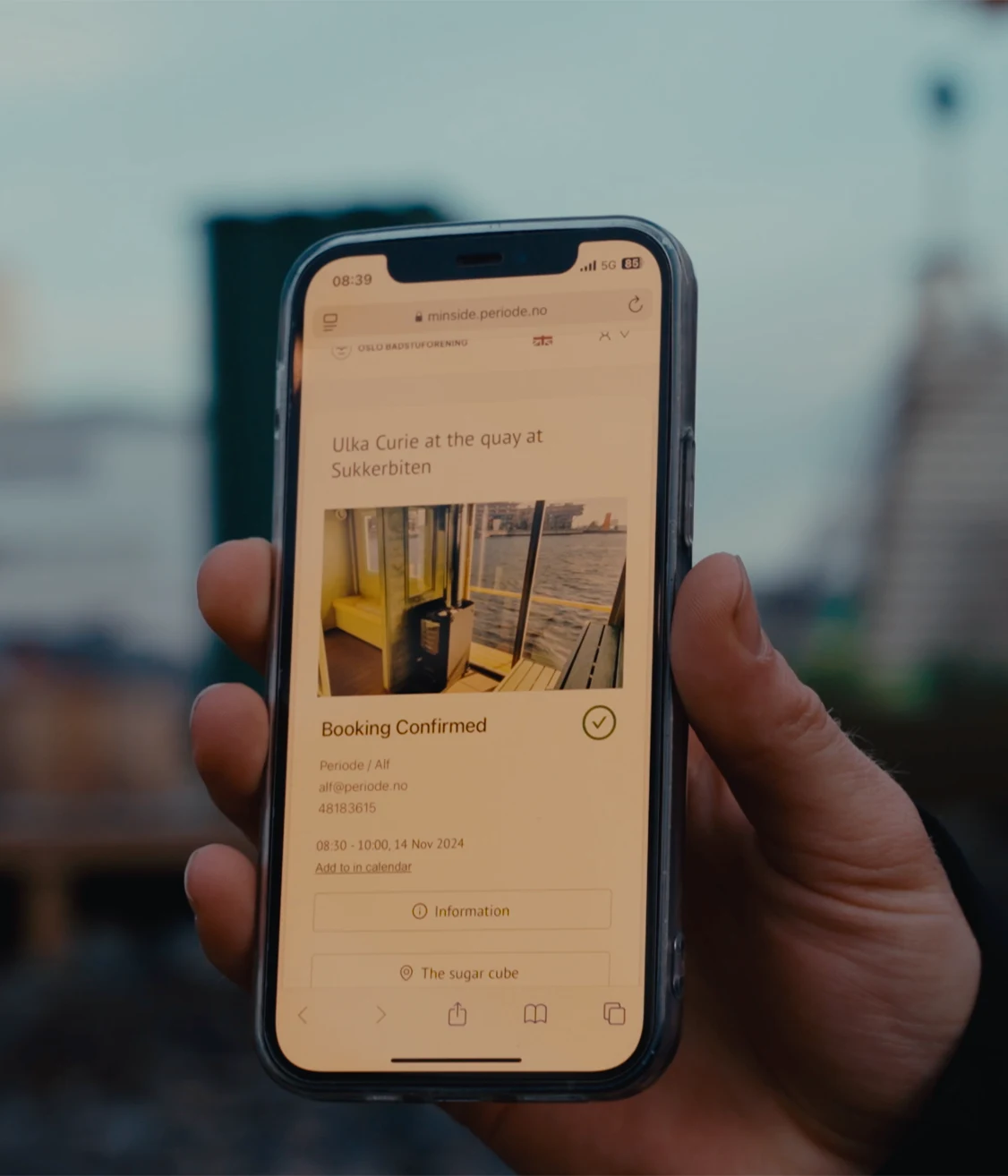 Booking confirmation screen