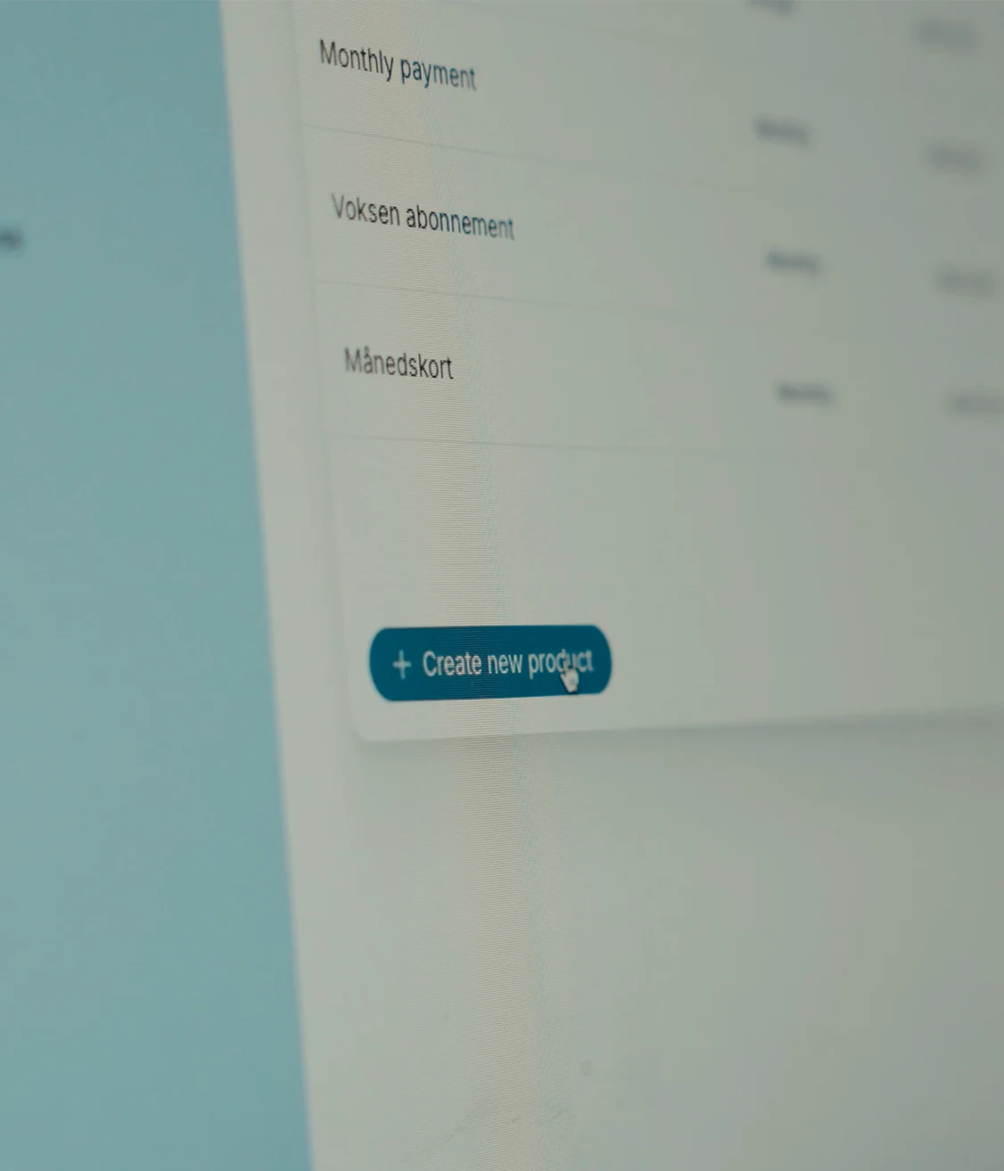 Create product screen in the merchant portal
