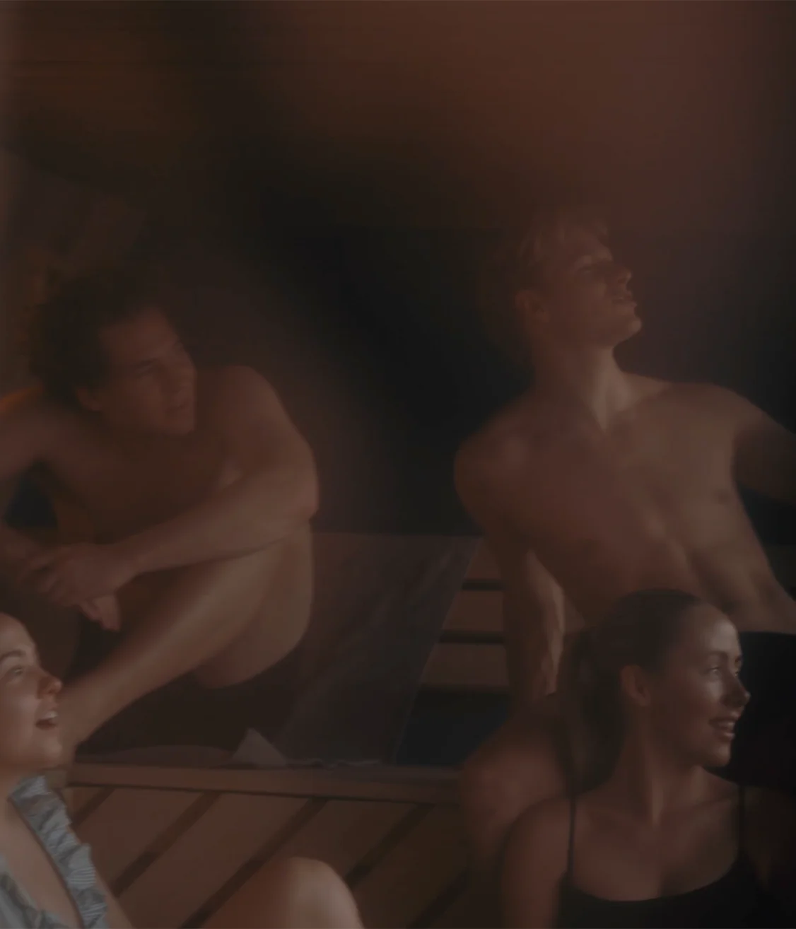 A misty sauna by the water